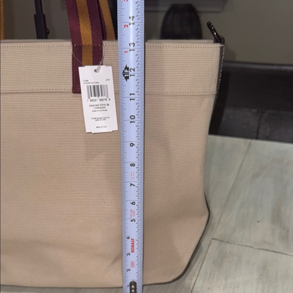 Coach Cream and Tan Canvas Tote Bag with Brown Accents - Picture 9 of 10